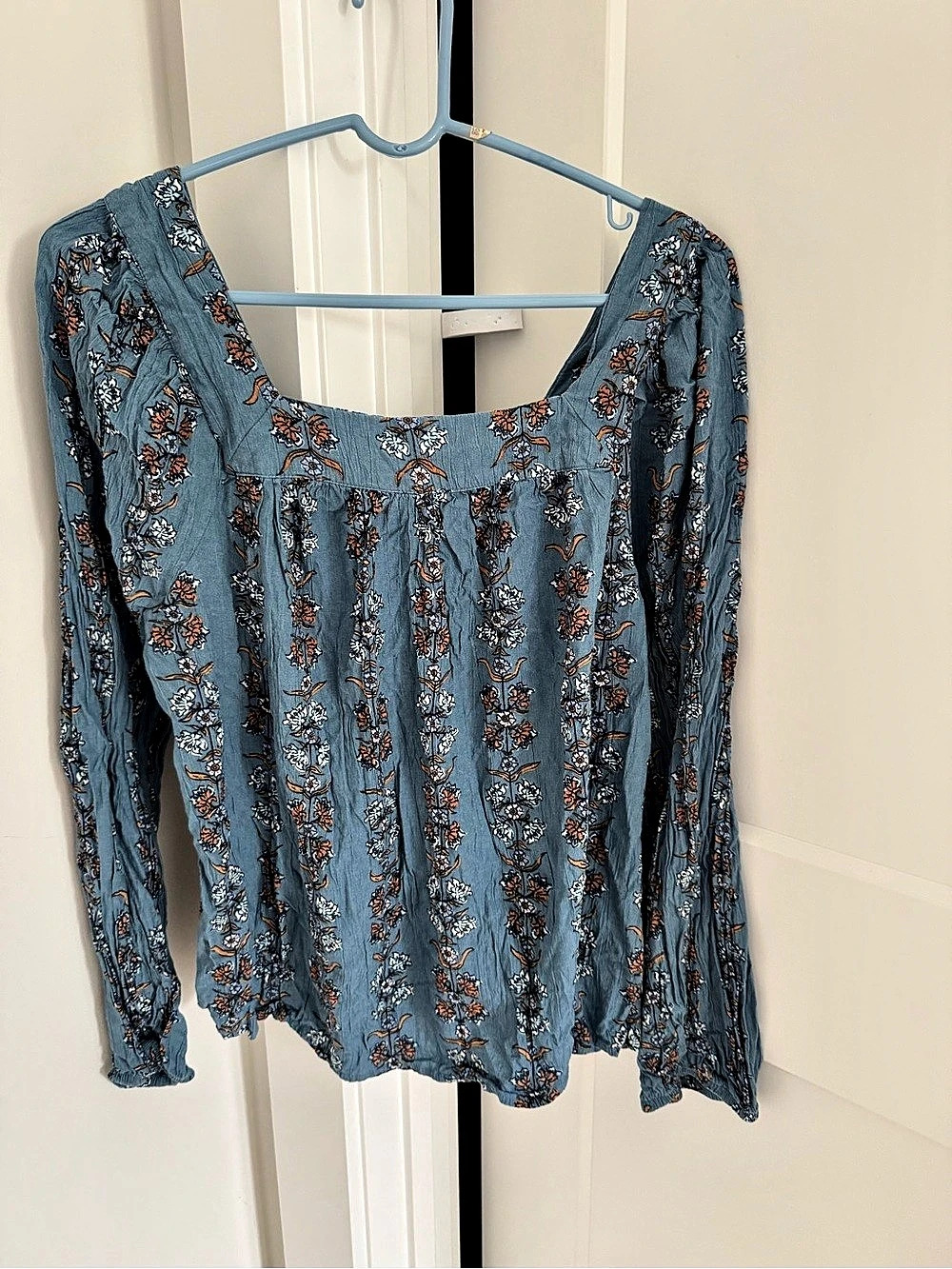 Sonoma Floral Blue Blouse Like New